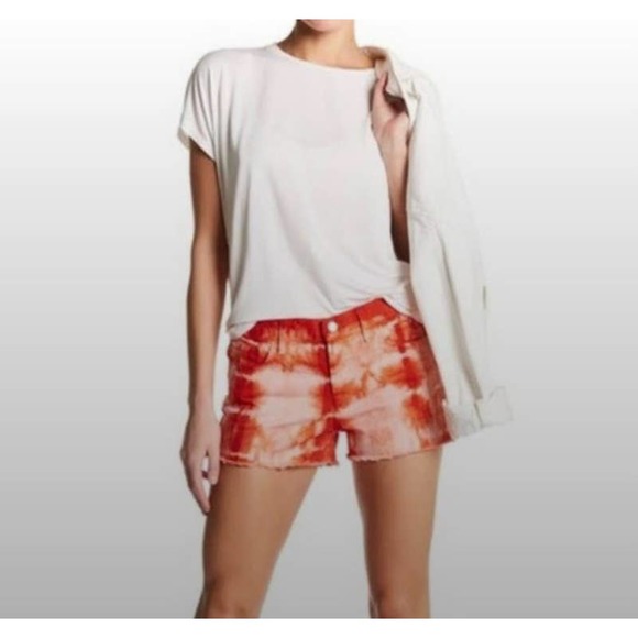J Brand Pants - J Brand Tied Cherry Tomato Low Rise Cut Off Tie Dye Denim Shorts